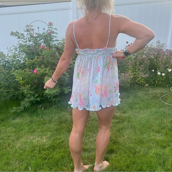 Victoria's Secret Pastel Fairy Serene Floral Chiffon Babydoll Slip Dress MEDIUM - Picture 7 of 8